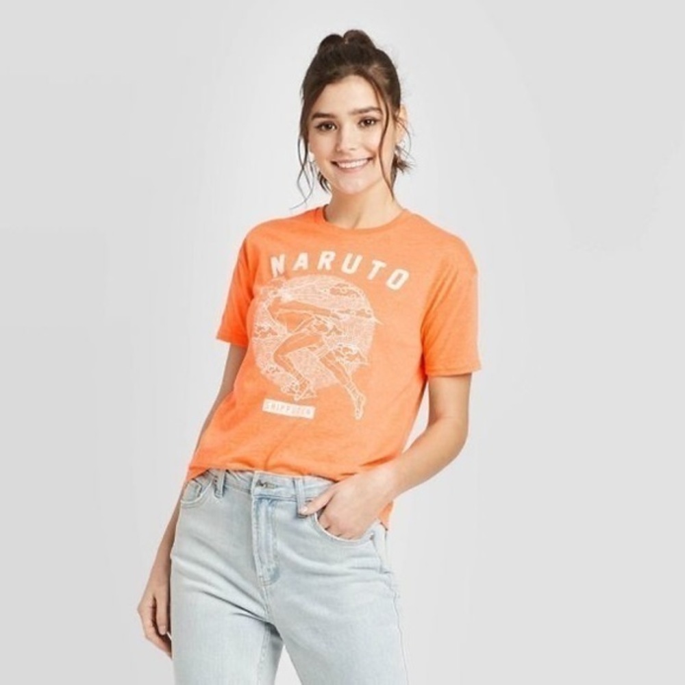 NWT Orange Naruto Shippuden Tee T Shirt Top Anime